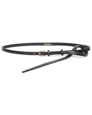 Max Mara Leather Slim Belt - Metallic