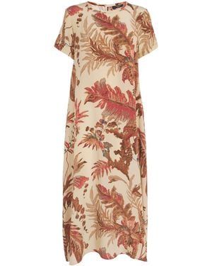 Weekend by Maxmara Silk Floral Maxi Dress - Natural