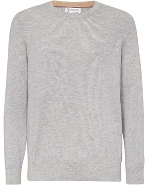 Brunello Cucinelli Cashmere Ribbed Sweater - Gray