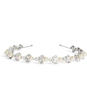 Jennifer Behr Embellished Crystal Pearl Kamila Headband - White