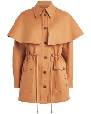 Ulla Johnson Cotton Cape-Overlay Devon Coat - Orange