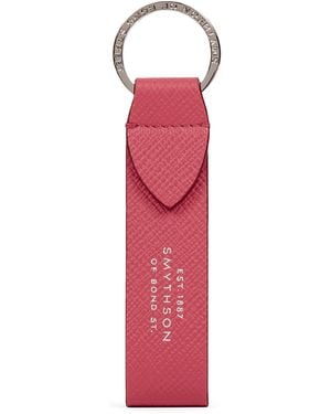 Smythson Panama Leather Keyring - Red
