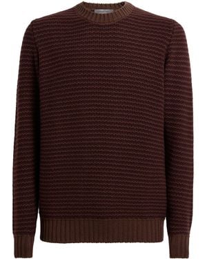 Corneliani Virgin Wool-Cashmere Stripe Sweater - Brown
