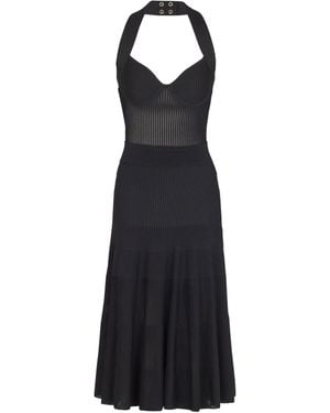 Balmain Knitted Halterneck Midi Dress - Black