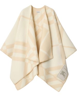 Burberry Check Wool Cashmere Cape - Natural