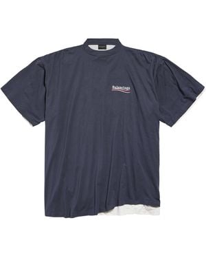 Balenciaga Stretch-Cotton Double T-Shirt - Blue