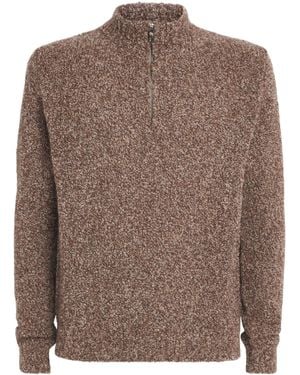 Maurizio Baldassari Cashmere-Silk Bouclé Quarter-Zip Jumper - Brown
