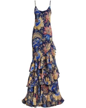 Etro Seersucker Floral Maxi Dress - Blue