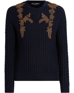 Dolce & Gabbana Embroidered Silk Jumper - Blue