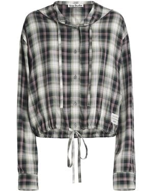 Acne Studios Hooded Check Shirt - Black