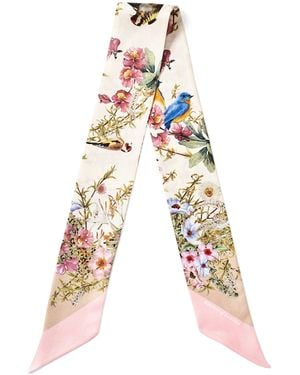 Aspinal of London Silk Edwardian Garden Twilly - White