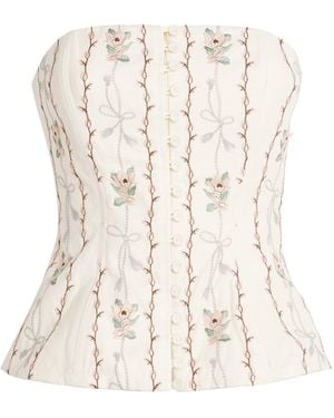 Agua Bendita Linen Abelia Navegante Strapless Top - Natural