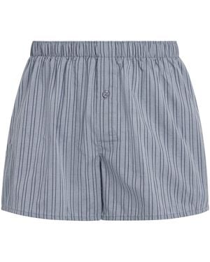Hanro Cotton Fancy Woven Boxer Shorts - Blue