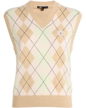 Maje Argyle Jumper Vest - Natural