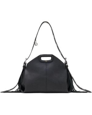 Maje Grained Leather Miss M Shoulder Bag - Black
