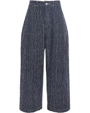 SAGE NATION Denim Speckled Box-Pleat Trousers - Blue