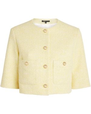 Maje Tweed Cropped Jacket - Natural