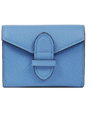 Smythson Leather Panama Playing Card Case - Blue