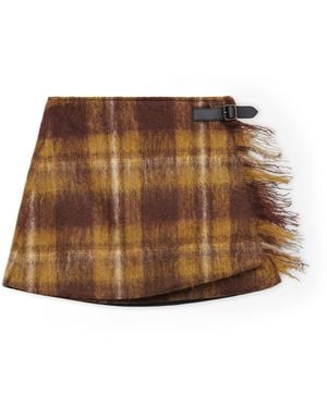 Loewe Mohair-Wool Buckled Mini Skirt - Brown