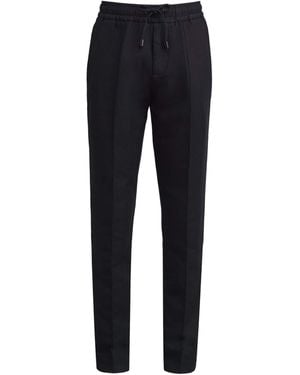 Isaia Cotton-Linen Drawstring Pants - Blue