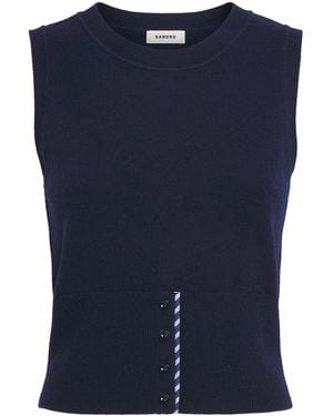 Sandro Wool-Cashmere Tank Top - Blue