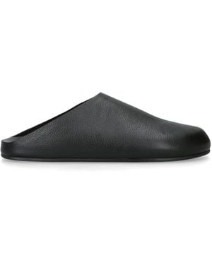 The Row Hudson Leather Slides - Black