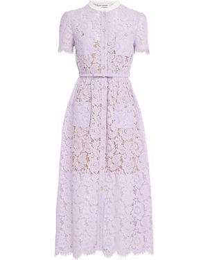 Self-Portrait Lace Belted Midi Dress - Purple