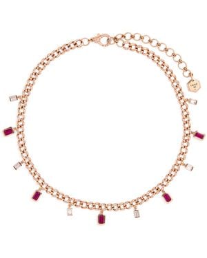 SHAY Diamond And Ruby Link Choker - Metallic
