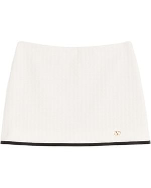 Valentino Cotton Tweed Mini Skirt - Natural