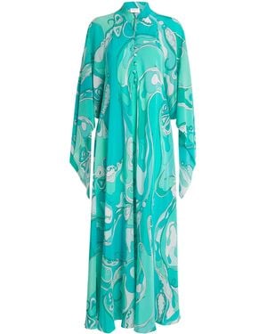 PUCCI Silk Orchidee Print Kaftan - Blue
