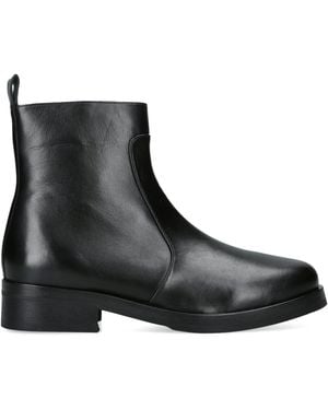 Studio Nicholson Leather Square-Toe Ankle Boots - Black