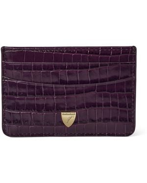 Aspinal of London Leather Croc-Embossed Slim Card Holder - Purple