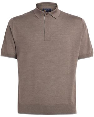 Paul & Shark Wool-Silk Polo Shirt - Brown