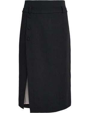 Sandro Wool Double-Waistband Midi Skirt - Black