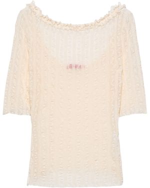 MAX&Co. Lace Ruffled Top - Natural