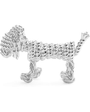 Loewe Sausage Dog Brooch - Metallic