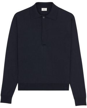 Saint Laurent Silk-Cotton Polo Sweater - Blue