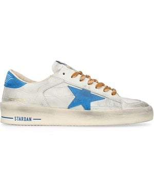 Golden Goose Croc-Embossed Leather Stardan Trainers - Blue