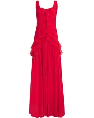 Carolina Herrera Ruffle-Detail Gown - Red
