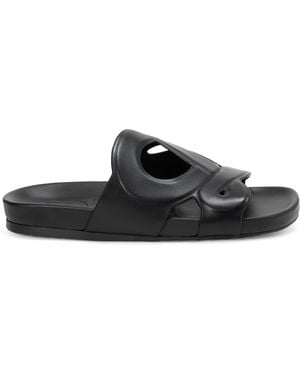 Loewe X Paula's Ibiza Leather Monogram Ease Slides - Black