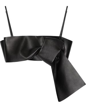 Givenchy Leather Bow Bra Crop Top - Black