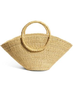 Muuñ Medium Straw Luna Tote Bag - Metallic