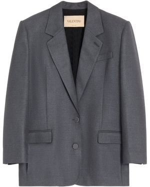 Valentino Wool-Silk Blazer - Grey