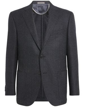 Corneliani Virgin Wool Check Blazer - Blue