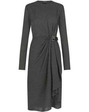 Tom Ford Silk Polka Dot Midi Dress - Black