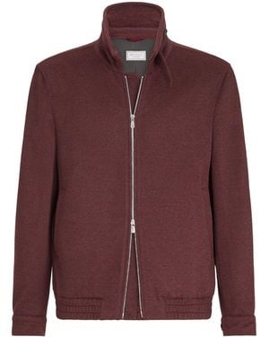Brunello Cucinelli Virgin Wool Bomber Jacket - Purple