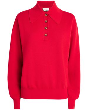 ALÉMAIS Merino Wool Rocky Polo Sweater - Red