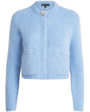 Maje Cropped Bow Cardigan - Blue
