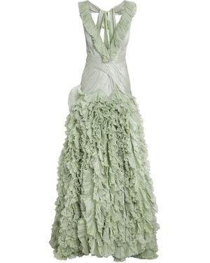 Maria Lucia Hohan Silk Ruffle Margaret Gown - Green