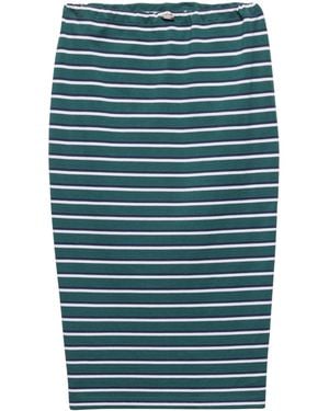 Prada Striped Cotton Pique Midi Skirt - Green